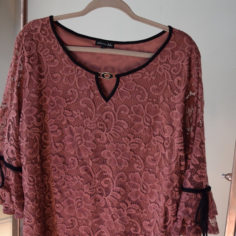 Olivia Blu Dusty Rose  Lace Top